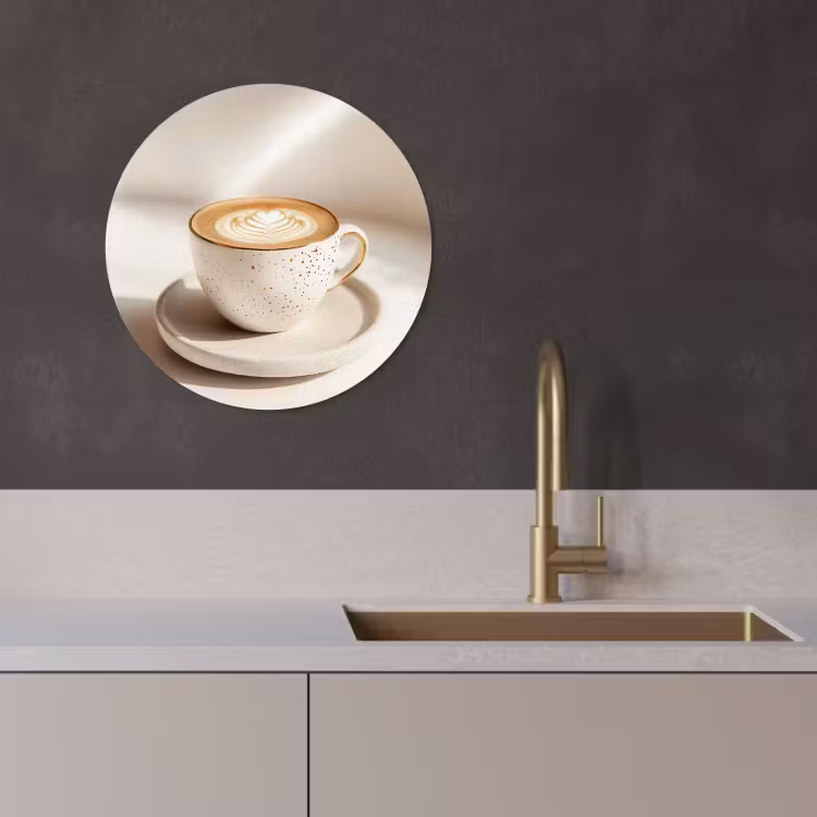 Quadro rotondo - Cappuccino - Schiuma - Piatto - Beige — 4