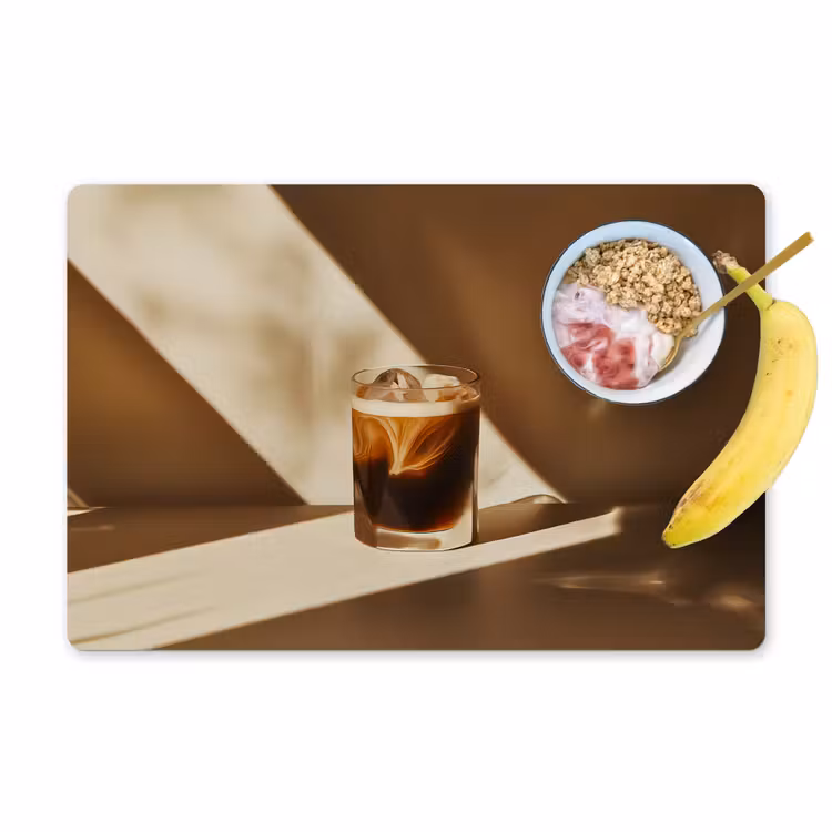 Tovaglietta in vinile - Bicchiere - Caffè freddo - Ombra - Marrone — 1
