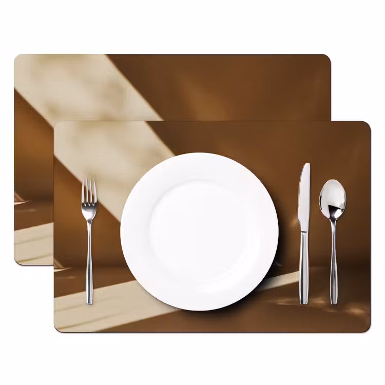 Tovaglietta in vinile - Bicchiere - Caffè freddo - Ombra - Marrone — 2