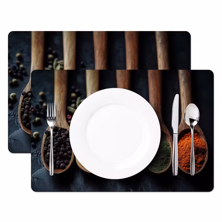 Tovaglietta in vinile - Legno - Cucchiai - Spezie - Erbe — 2
