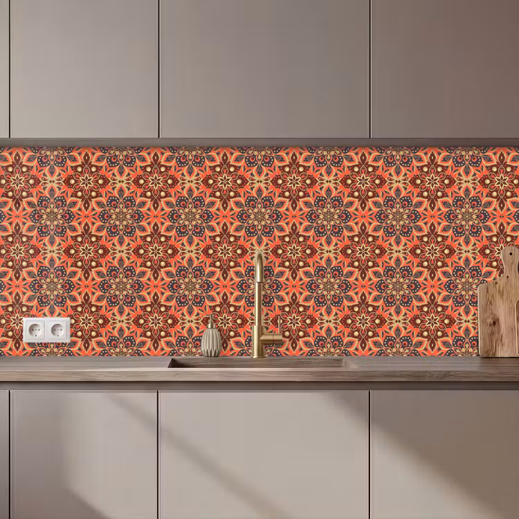 Schienale cucina - Mandala - Fiori - Motivo - Retrò — 1