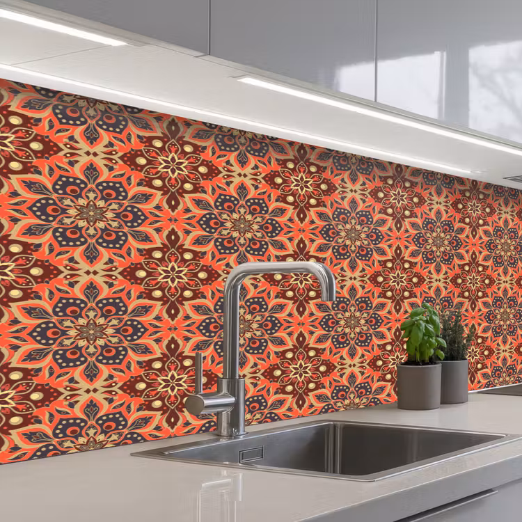 Schienale cucina - Mandala - Fiori - Motivo - Retrò — 2