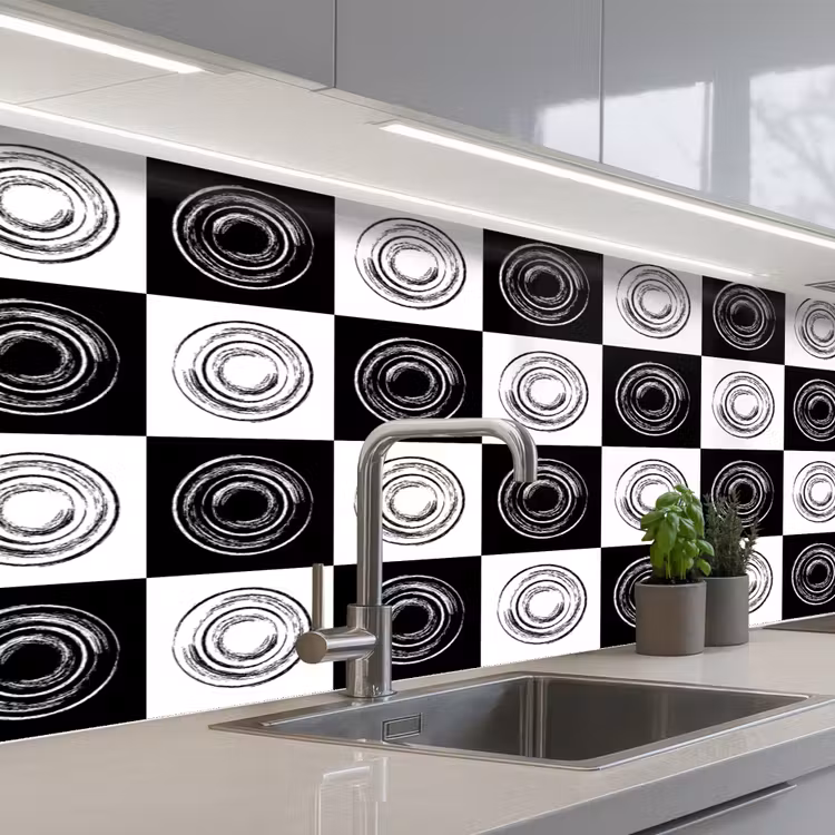 Schienale cucina - Modelli - Scacchiera - Bianco e nero — 2