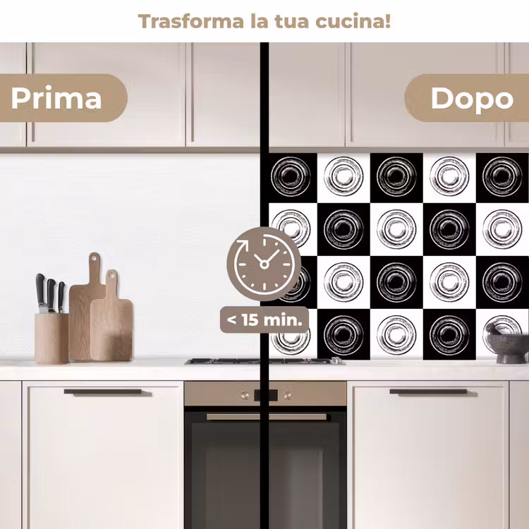 Schienale cucina - Modelli - Scacchiera - Bianco e nero — 3