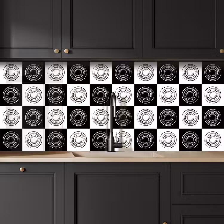 Schienale cucina - Modelli - Scacchiera - Bianco e nero — 6