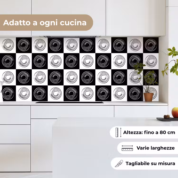 Schienale cucina - Modelli - Scacchiera - Bianco e nero — 7