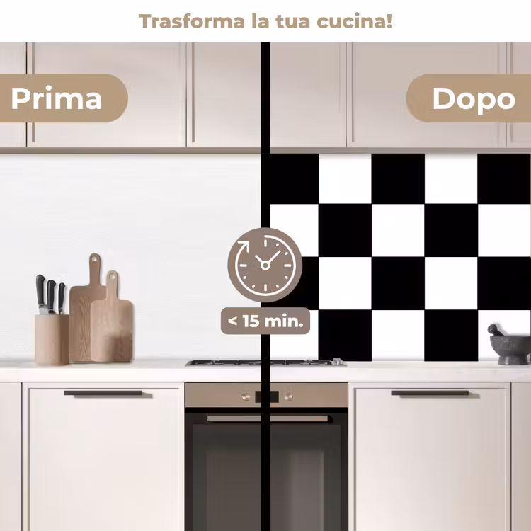 Schienale cucina - Scacchiera - Modelli - Bianco e nero — 3