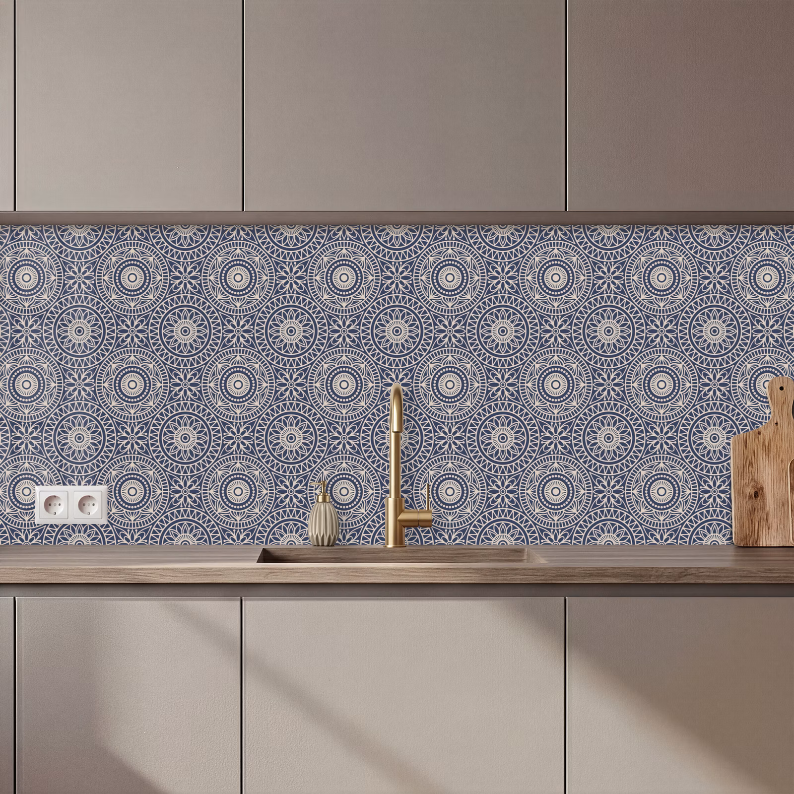 Schienale cucina - Mandala - Blu - Motivo — 1