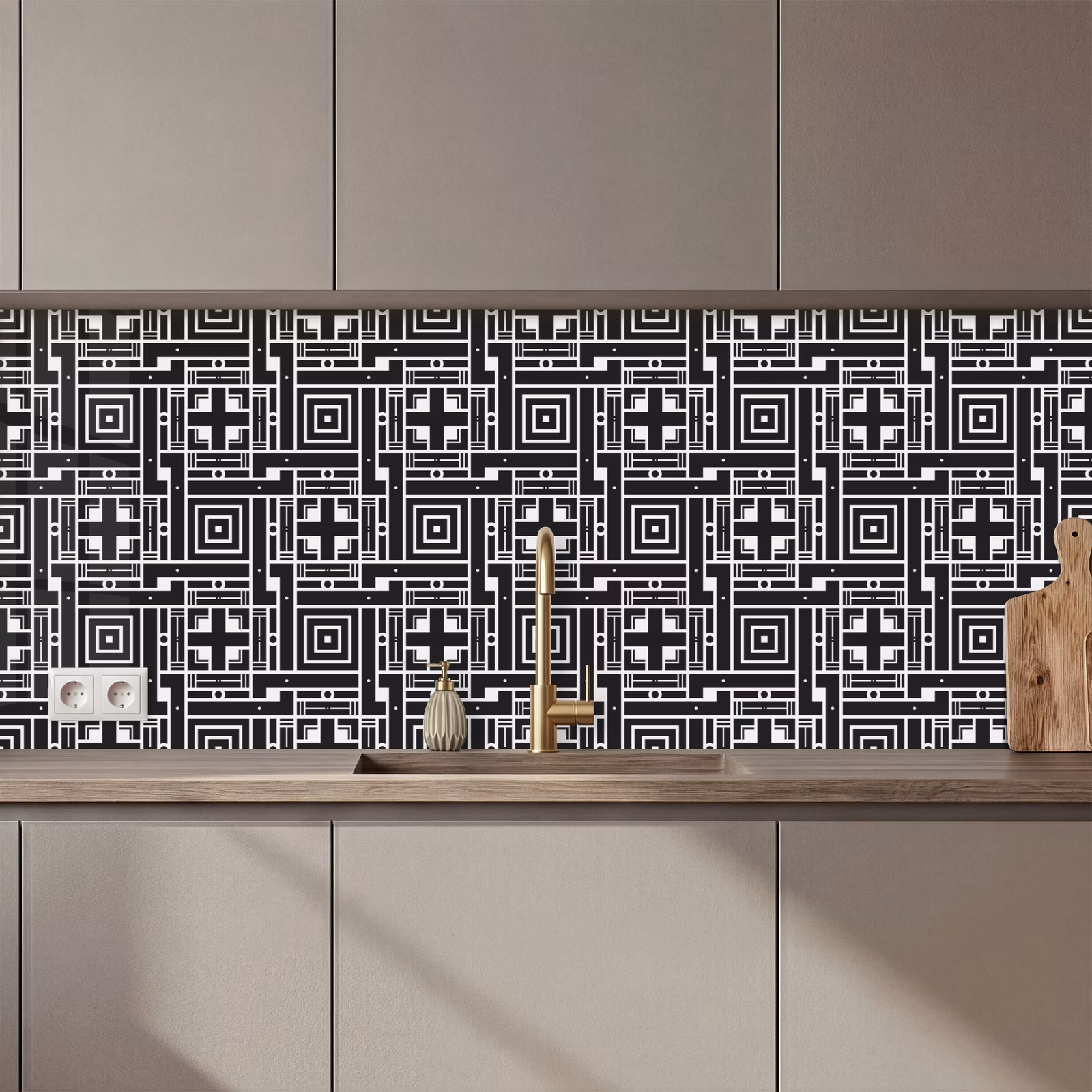Schienale cucina - Geometria - Motivo - Nero — 1