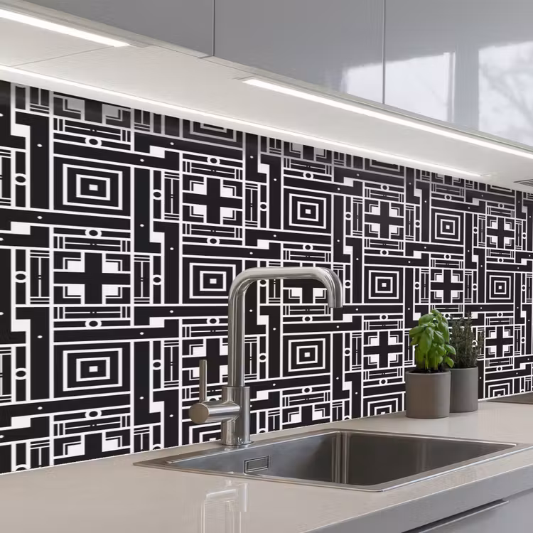 Schienale cucina - Geometria - Motivo - Nero — 2