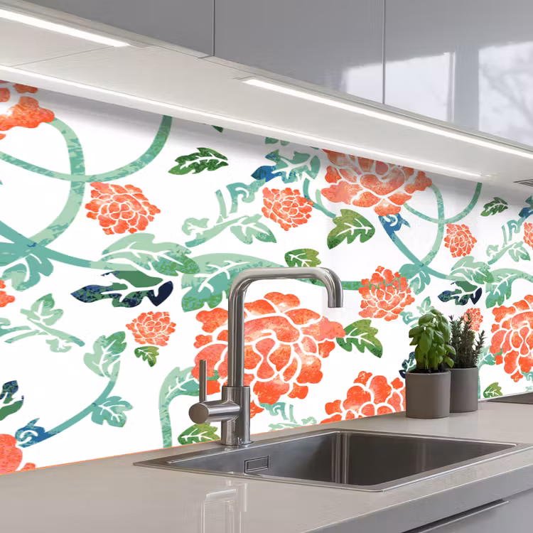 Schienale cucina - Fiori - Foglie - Modelli - Acquerello — 2