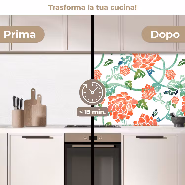 Schienale cucina - Fiori - Foglie - Modelli - Acquerello — 3