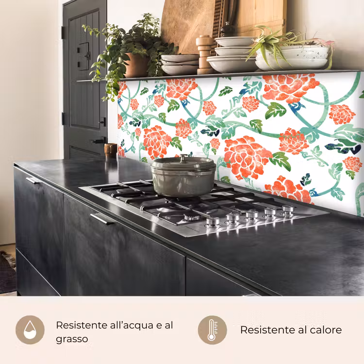 Schienale cucina - Fiori - Foglie - Modelli - Acquerello — 5