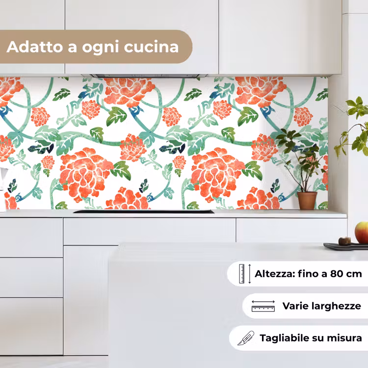 Schienale cucina - Fiori - Foglie - Modelli - Acquerello — 7