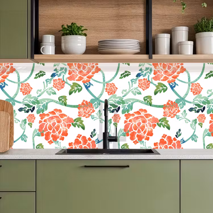 Schienale cucina - Fiori - Foglie - Modelli - Acquerello — 8