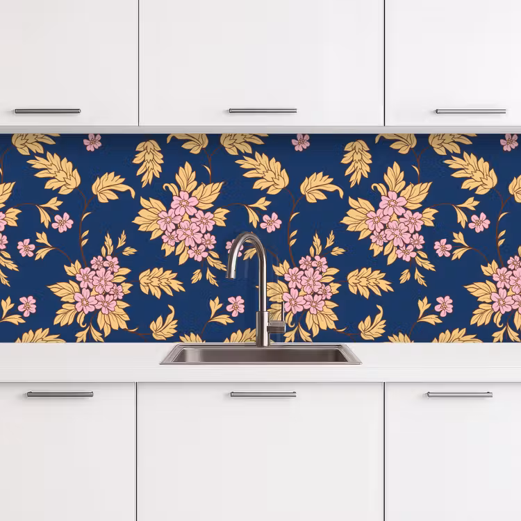 Schienale cucina - Fiori - Foglie - Rosa - Oro - Modelli — 4