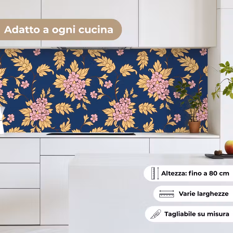 Schienale cucina - Fiori - Foglie - Rosa - Oro - Modelli — 7