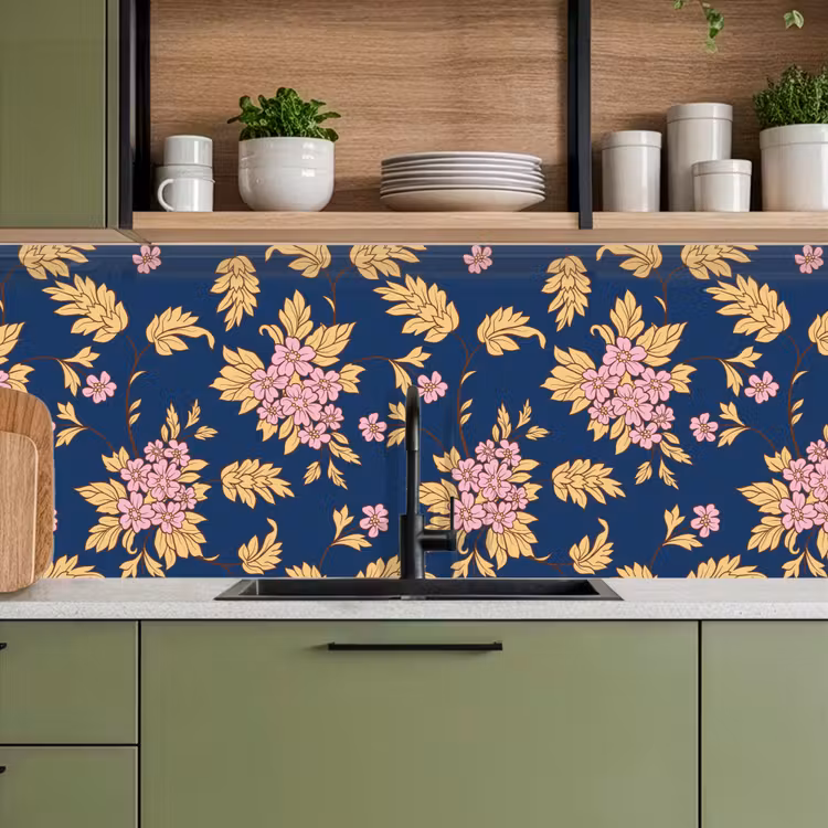 Schienale cucina - Fiori - Foglie - Rosa - Oro - Modelli — 8