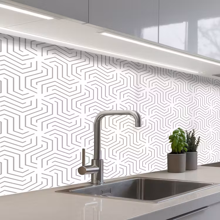 Schienale cucina - Design - Linea - Motivo - Nero - Bianco — 2
