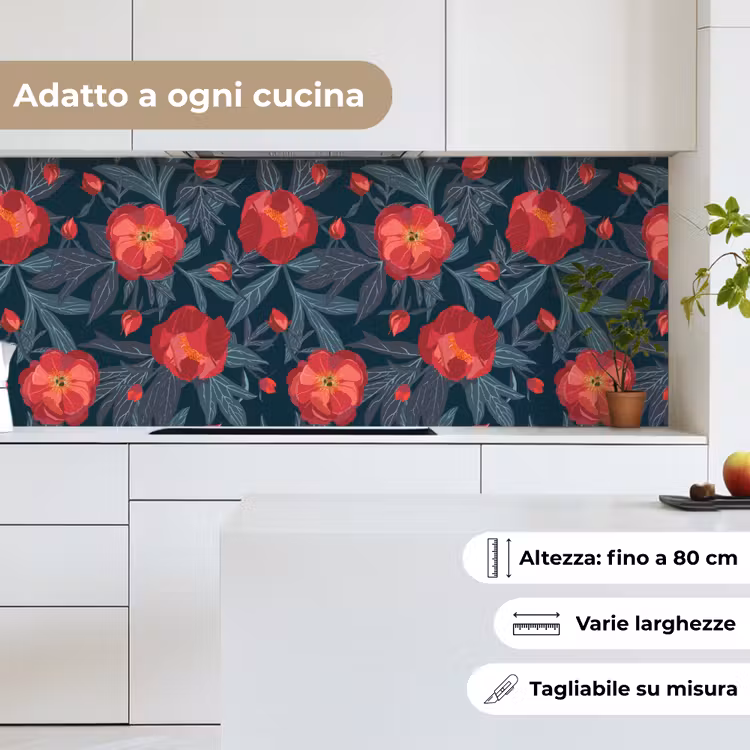 Schienale cucina - Fiori - Rosso - Foglie - Modelli — 7