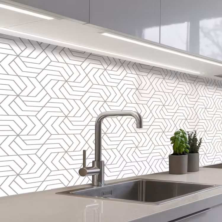 Schienale cucina - Geometria - Linea - Nero - Bianco - Modello — 2