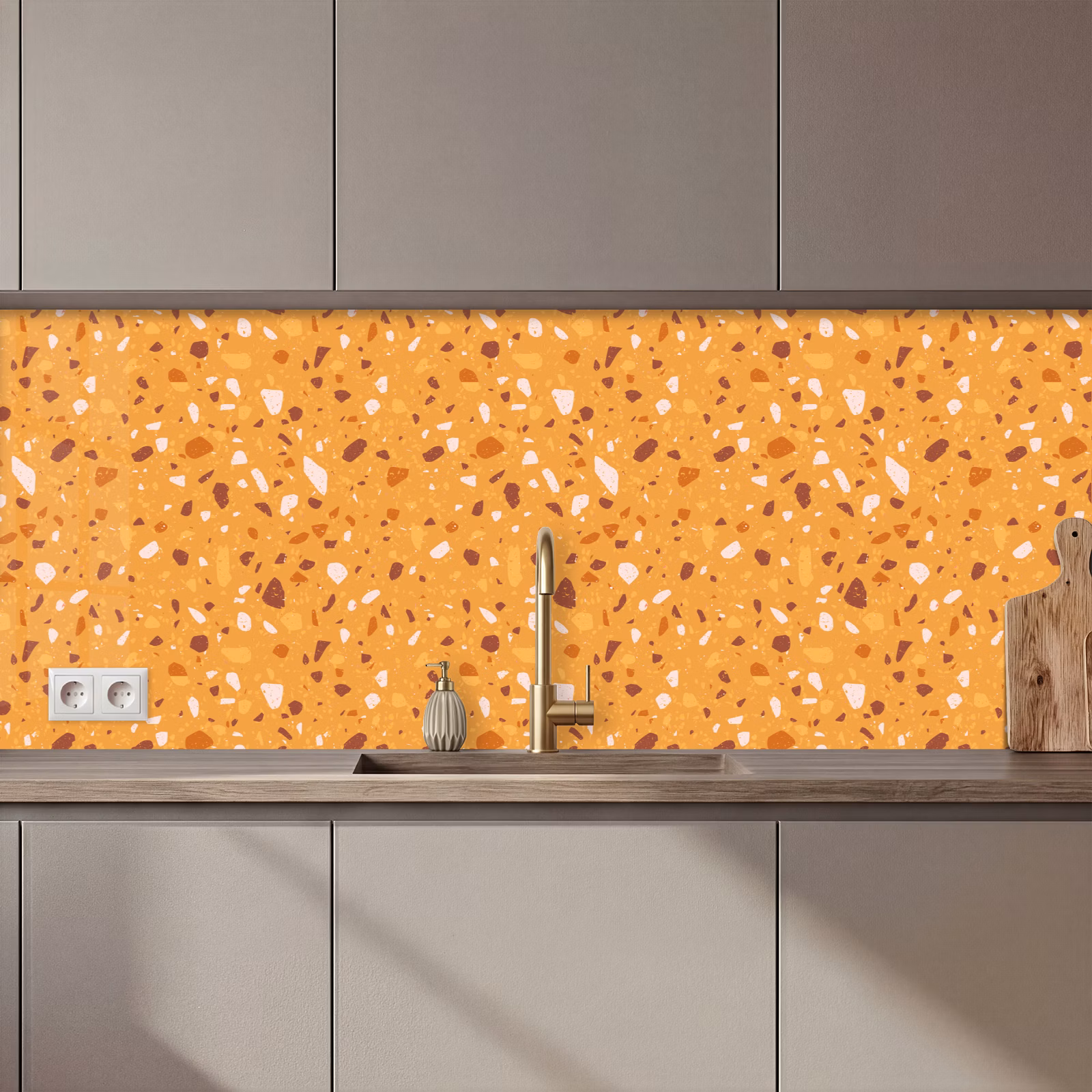 Schienale cucina - Terrazzo - Motivo - Giallo ocra — 1