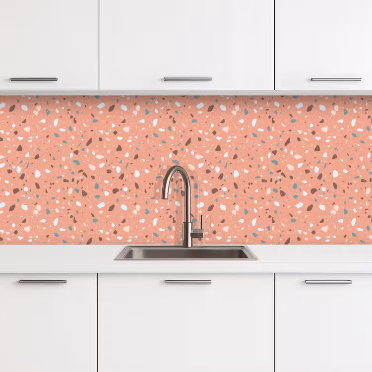 Schienale cucina - Terrazzo - Motivo - Colorato - Rosa - Blu — 4