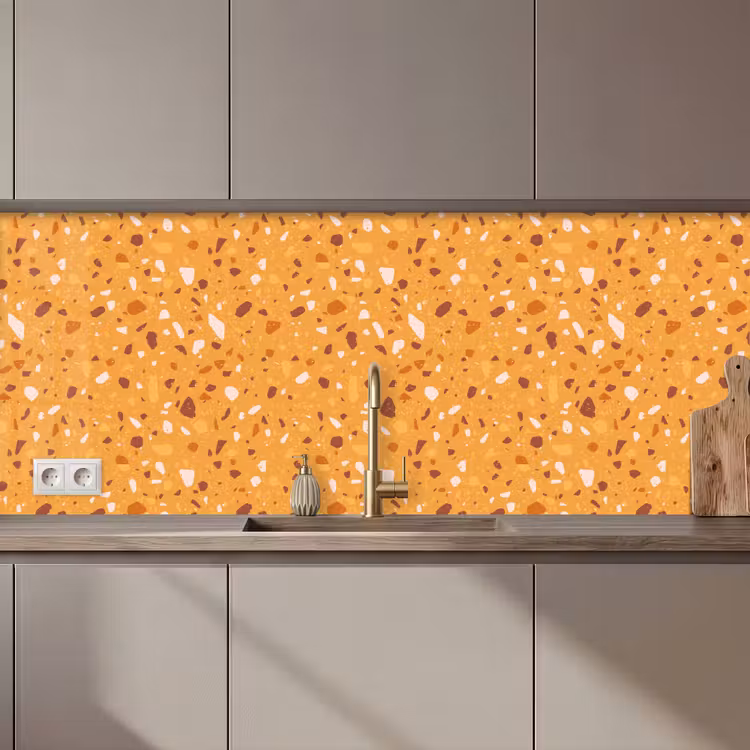 Schienale cucina - Terrazzo - Motivo - Giallo ocra — 1