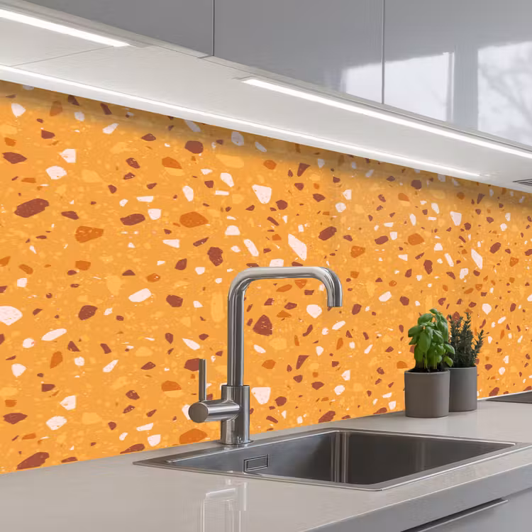 Schienale cucina - Terrazzo - Motivo - Giallo ocra — 2