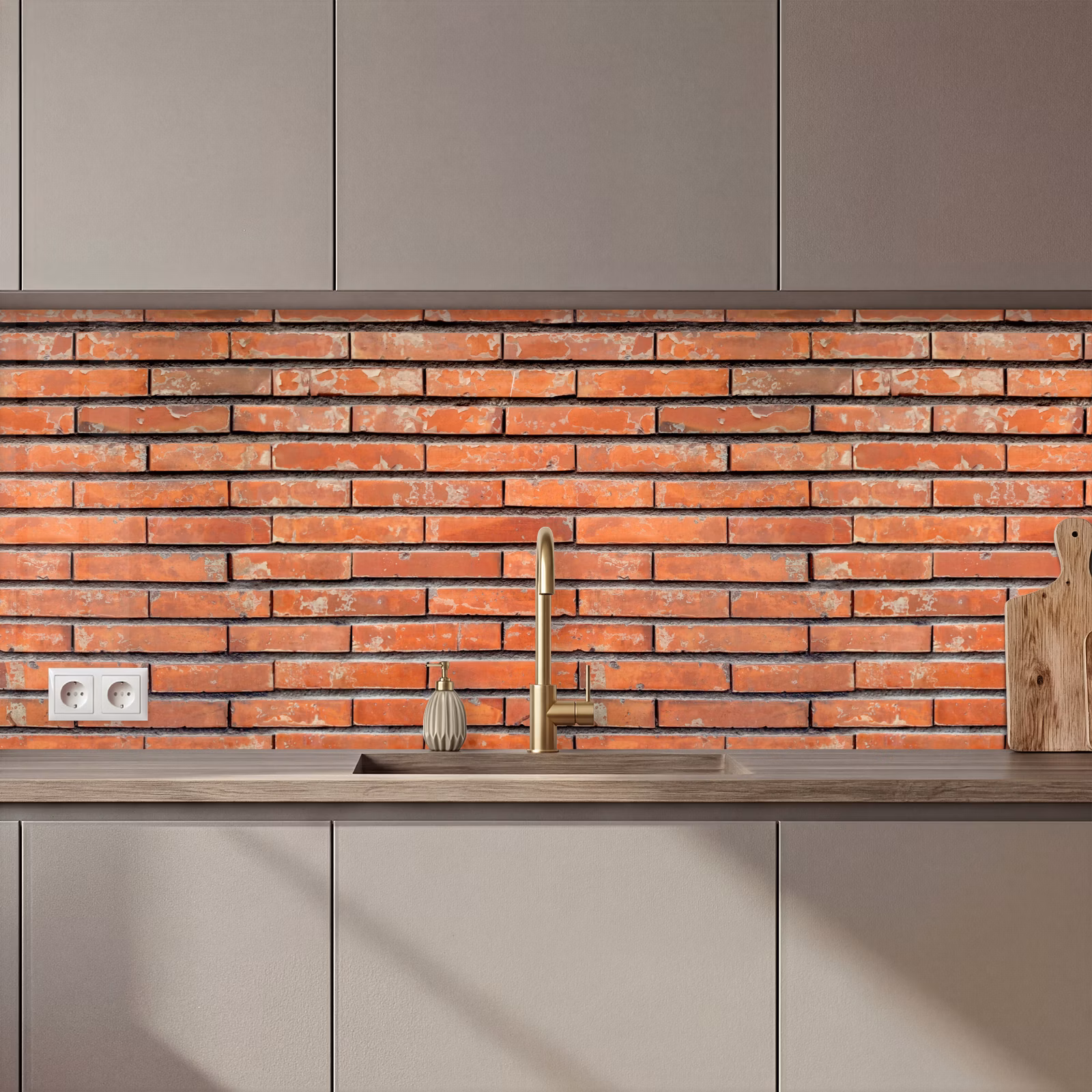 Schienale cucina - Rosso - Mattoni - Muro - Danno — 1