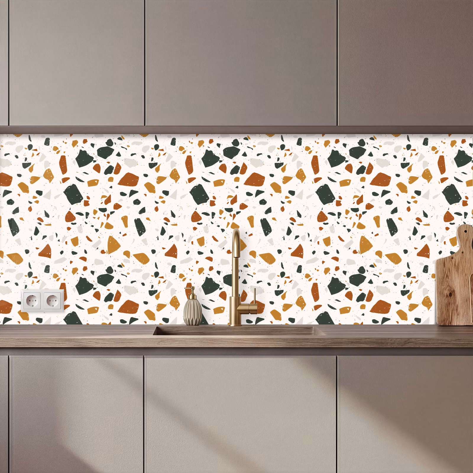 Schienale cucina - Terrazzo - Motivo - Bianco - Terra — 1