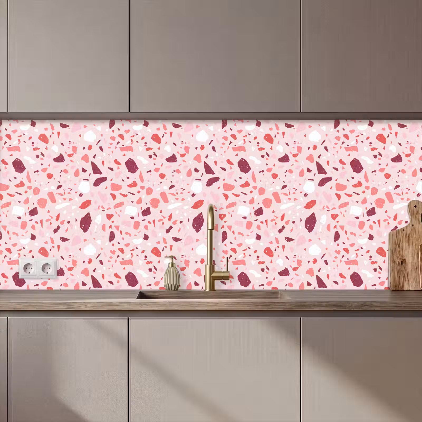 Schienale cucina - Terrazzo - Motivo - Rosa — 1