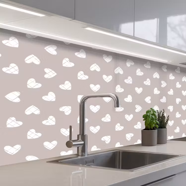 Schienale cucina - Design - Linea - Motivo - Cuore - Grigio — 2