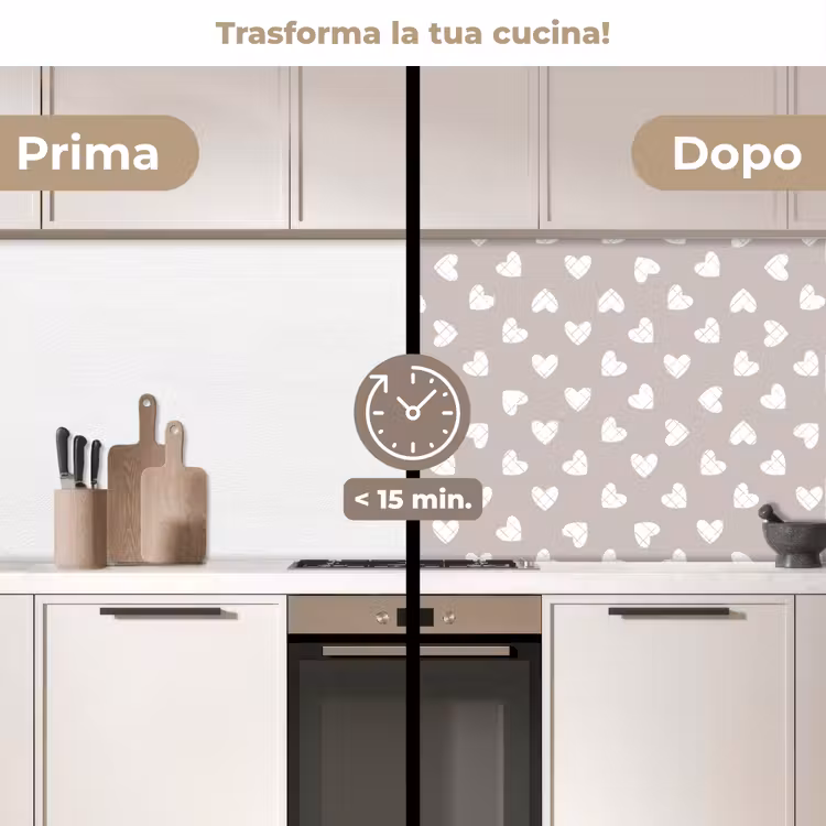 Schienale cucina - Design - Linea - Motivo - Cuore - Grigio — 3