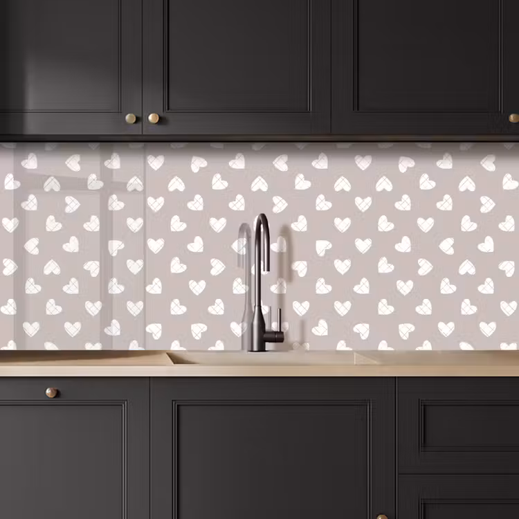 Schienale cucina - Design - Linea - Motivo - Cuore - Grigio — 6