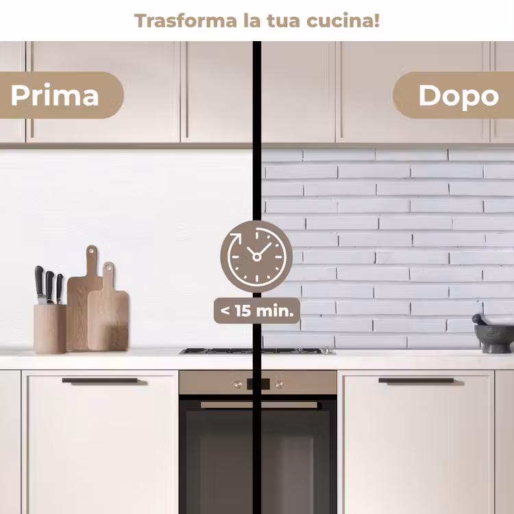 Schienale cucina - Mattoni - Dipinti - Bianco - Minimalista — 3