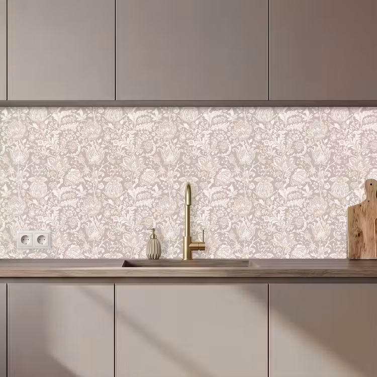 Schienale cucina - Stampa floreale - Grigio - Crema — 1