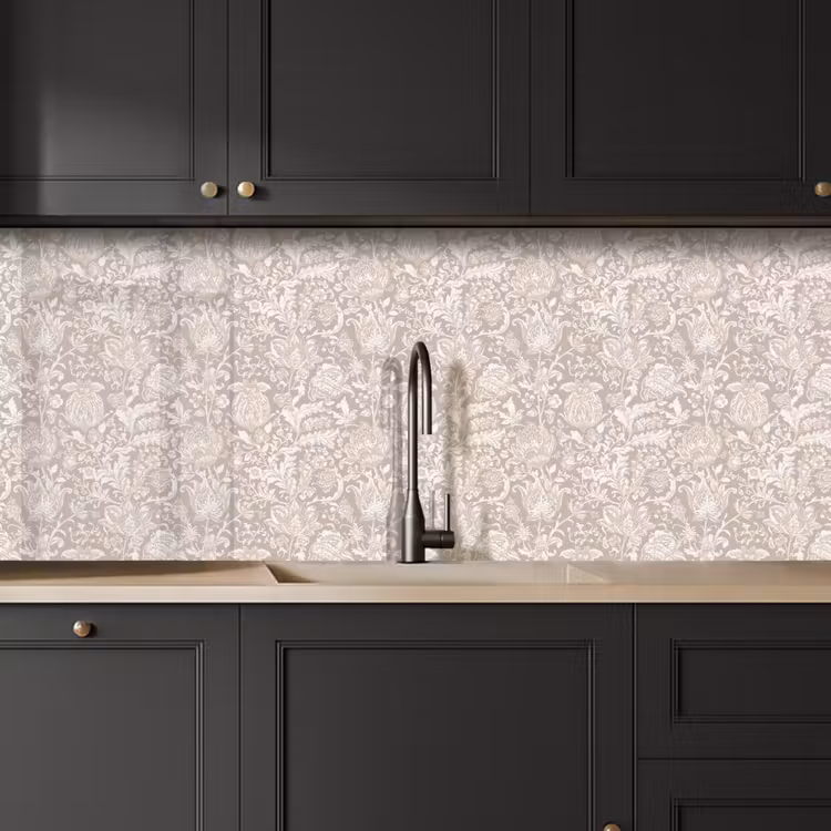 Schienale cucina - Stampa floreale - Grigio - Crema — 6