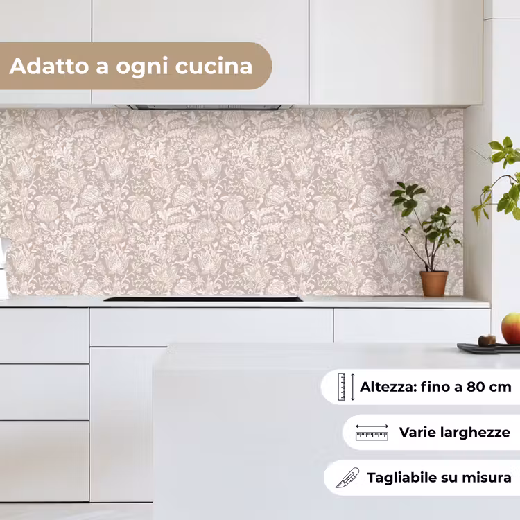 Schienale cucina - Stampa floreale - Grigio - Crema — 7