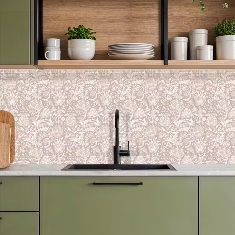 Schienale cucina - Stampa floreale - Grigio - Crema — 8