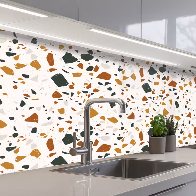 Schienale cucina - Terrazzo - Motivo - Bianco - Terra — 2