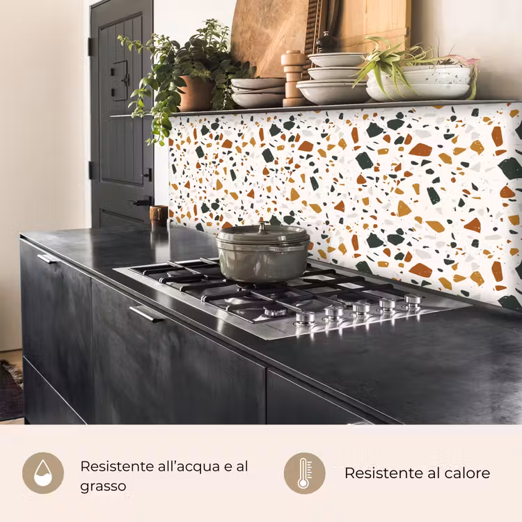 Schienale cucina - Terrazzo - Motivo - Bianco - Terra — 5