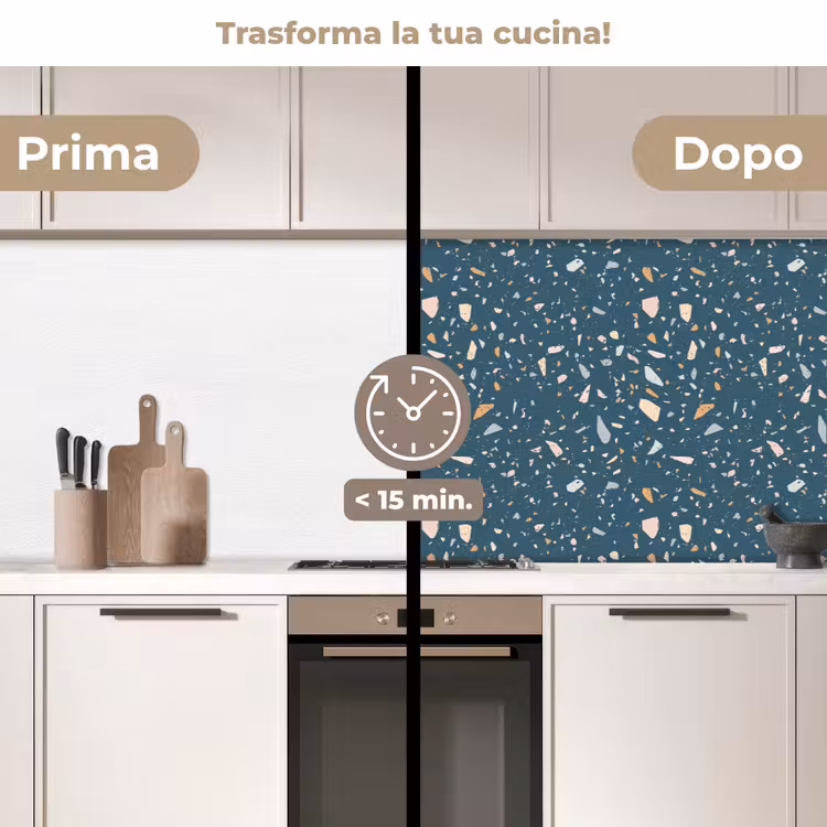 Schienale cucina - Terrazzo - Motivo - Colorato - Blu intenso — 3