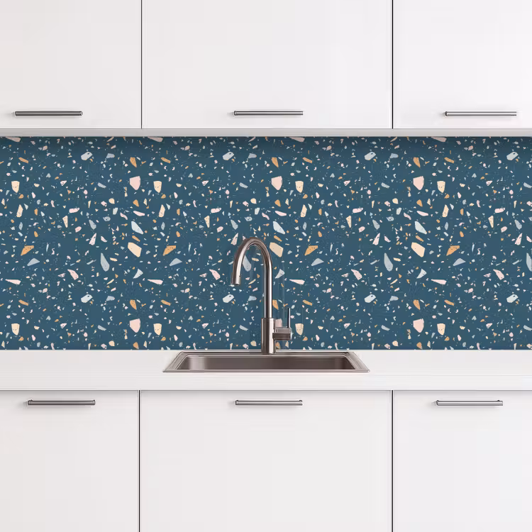 Schienale cucina - Terrazzo - Motivo - Colorato - Blu intenso — 4
