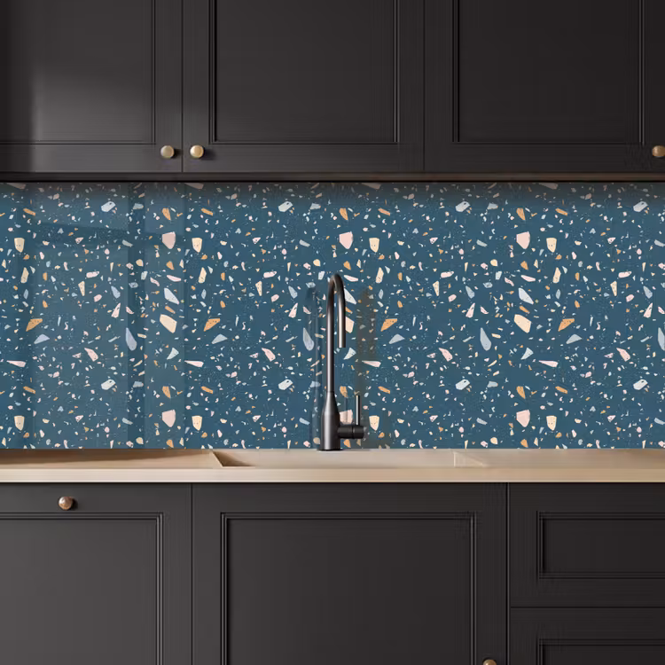 Schienale cucina - Terrazzo - Motivo - Colorato - Blu intenso — 6