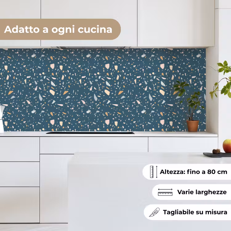 Schienale cucina - Terrazzo - Motivo - Colorato - Blu intenso — 7
