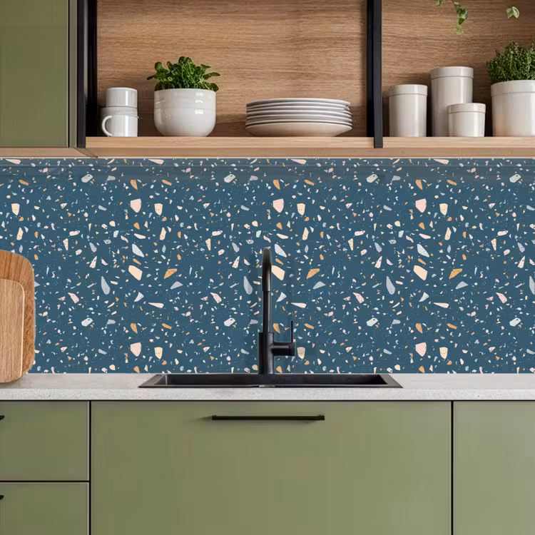 Schienale cucina - Terrazzo - Motivo - Colorato - Blu intenso — 8