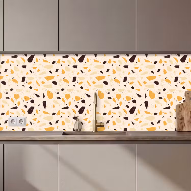 Schienale cucina - Terrazzo - Motivo - Giallo - — 1