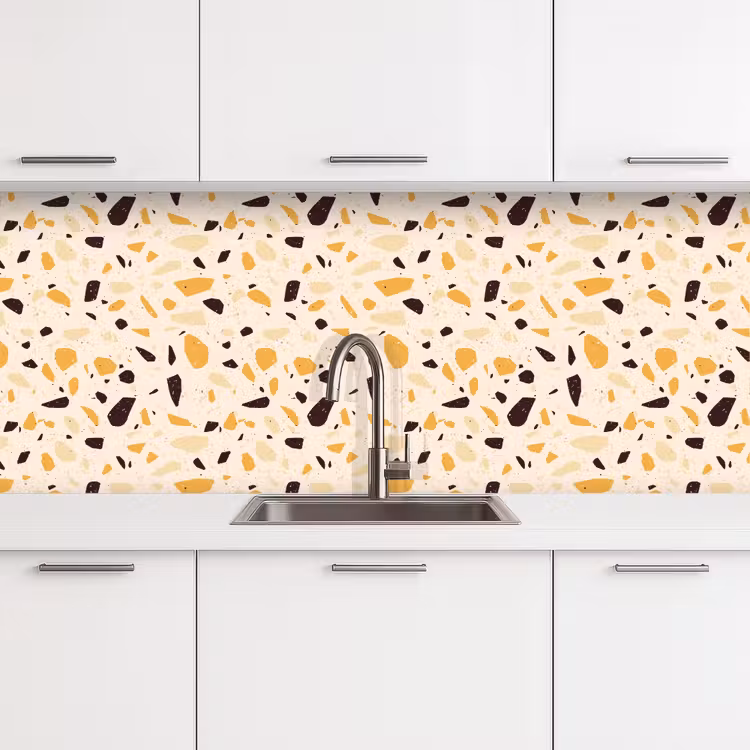 Schienale cucina - Terrazzo - Motivo - Giallo - — 4