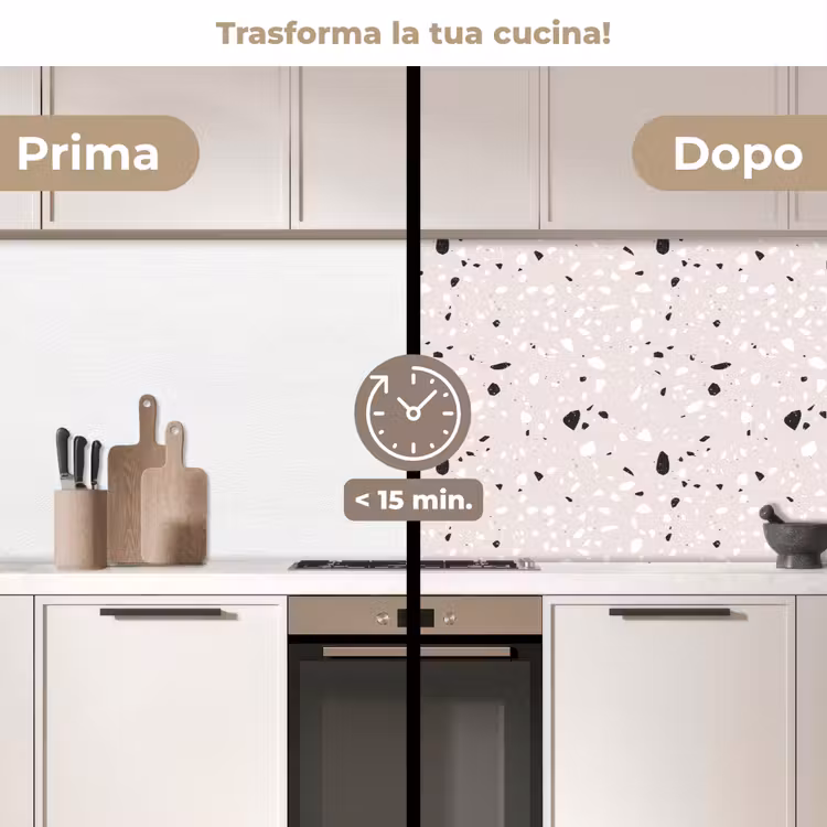 Schienale cucina - Terrazzo - Motivo - Morbido - Nero - Bianco — 3